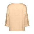 thumbnail image 2 of Women's Satin Tops Dressy Casual V Neck Blouses Silk Shirt 3/4 Sleeve Solid Color Spring Summer Loose Fit Tees (XL, Gold), 2 of 6