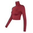 thumbnail image 6 of HOWPAY Womens Long Sleeve Shirts Soft Turtleneck Slim Fit Stretchy Crop Basic Tight Thermal Underwear Tops Casual Solid Color Going Out Fall Clothes Red M, 6 of 6