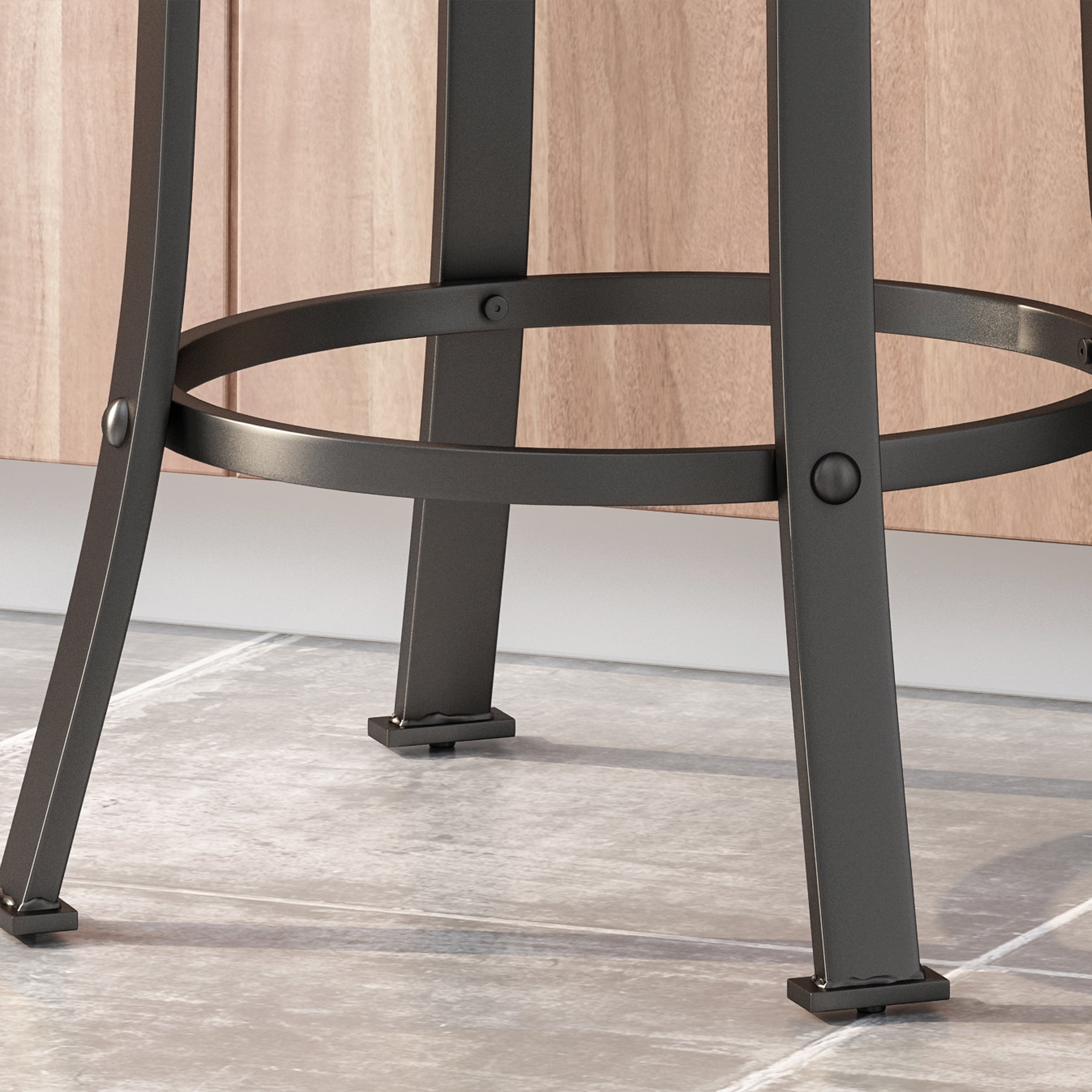 Noble House Salome Modern Industrial Faux Wood Overlay Swiveling Counter Stool, Set of 2, Black