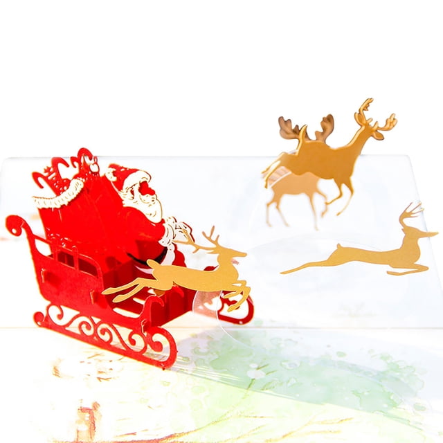 Agiferg Christmas Greeting card three-dimensional 3D Handmade Gift Card Thank You Card
