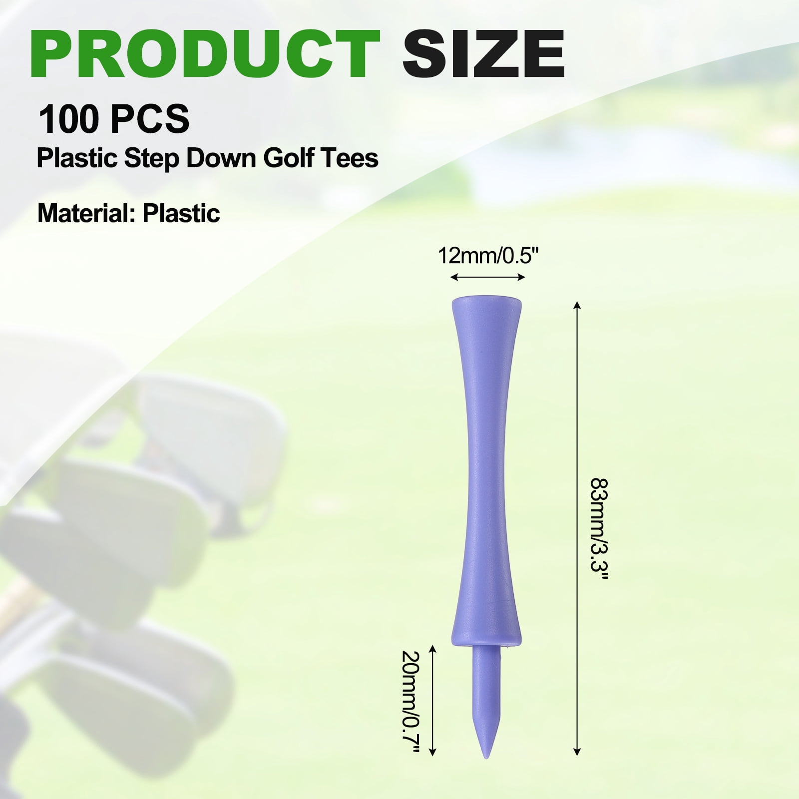Uxcell Plastic Step Down Golf Tees, 3.3 Inch Unbreakable Plastic Golf Tees Bulk, 100 Pack & Purple - Fitting For(Practice/Outdoor/Golf Course/Competition/Leisure)