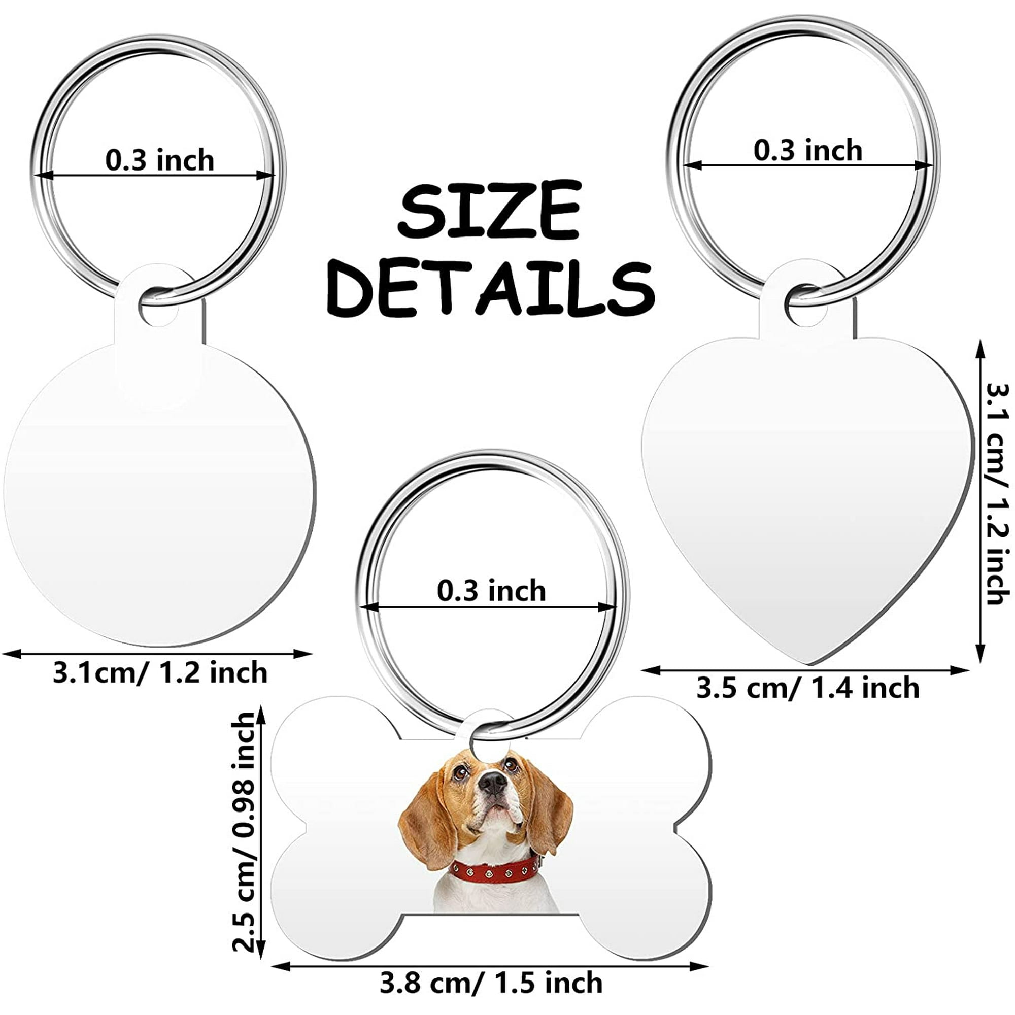 ZMLEVE 24 Pieces Dog Tags Sublimation Dog Tags Blank Bone Shape Pet Dog Tag Aluminum Double Sided Pet ID Tag with 24 Pieces Key Ring for Dogs and Cats Walmart