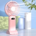 thumbnail image 2 of Ventilador de Mano USB Recargable 5 velocidades, Mini Ventilador Portátil, Ventilador de Escritorio con Base Silencioso para la Oficina, Hogar y Viajar (Rosado), 2 of 5