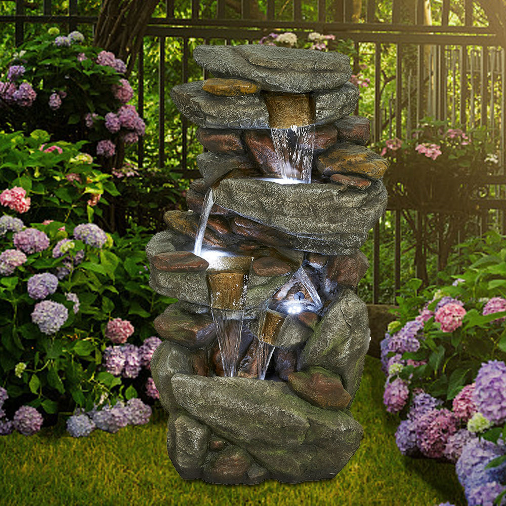 Fountain, SEGMART Outdoor Water Fountains, Garden Fountain with Lights