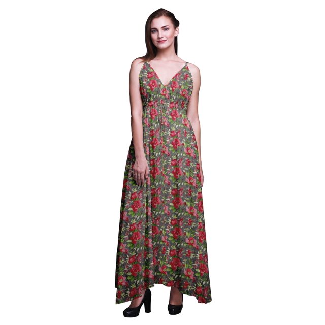 Bimba Robe de Plage Longue Maxi à Imprimé Floral pour Femmes, Bretelles, Tenue d'Été pour Station Balnéaire - TTTTG