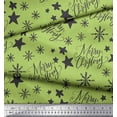 thumbnail image 2 of Soimoi Green Poly Georgette Fabric Star & Snowflakes Text Decor Fabric Printed Yard 42 Inch Wide, 2 of 5