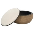 thumbnail image 2 of Uttermost Island Farmhouse MDF Straw Iron and Fabric Storage Ottoman in Brown, 2 of 5