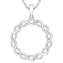 Dazzlingrock Collection Round White Diamond Twisted Criss Cross Swirl Pendant for Women with 18 Inch Silver Chain 1/8 CT (0.16 ctw, Color I-J, Clarity I1-I2) in 14K White Gold