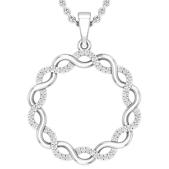 Dazzlingrock Collection Round White Diamond Twisted Criss Cross Swirl Pendant for Women with 18 Inch Silver Chain (0.16 ctw, Color I-J, Clarity I1-I2) in 18K White Gold