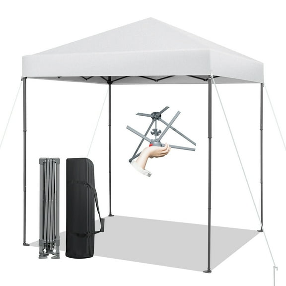 Gymax Patio 6.6 x 6.6ft Outdoor Pop-up Canopy Tent UPF 50  Portable Sun Shelter White