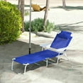 thumbnail image 5 of GVN Patio Lounge Chair,Outdoor Chaise Lounge Chair,Folding Chaise Lounge, Outdoor Sun Tanning Chair, 4-Position Reclining Back, Armrests, Removable Pillow, Blue, 5 of 10