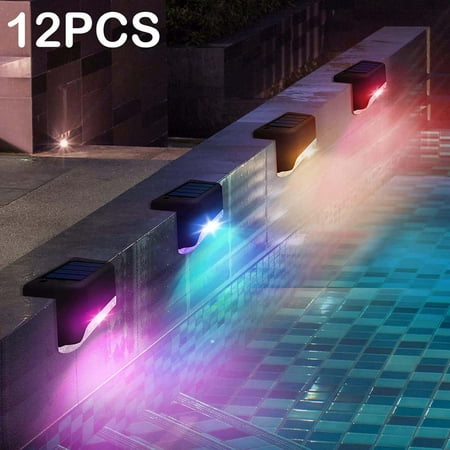 

12 Pack Solar Pool Side Lights Stair Lights LED Waterproof Color Changing Pool Light for Stairs Steps Fence Patio Backyard Decoration Black