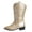 Gold, variant on Fringe Mid Calf Boots for Women Embroidered Pointed Toe Chunky Block Heel Cowgirl Cowboy Western Riding Shoes