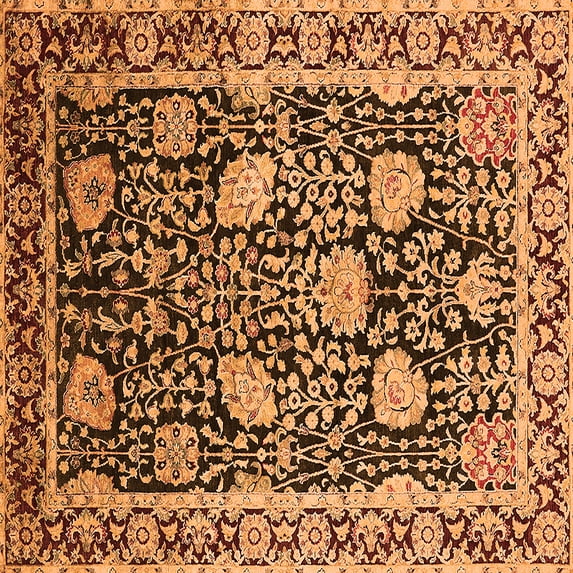 Ahgly Company Indoor Square Oriental Orange Industrial Area Rugs, 3' Square