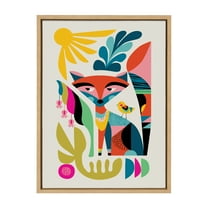Kate and Laurel Sylvie Mid Century Modern Fox Framed Canvas Wall Art by Rachel Lee of My Dream Wall, 18x24 Natural, Modern Art for Wall