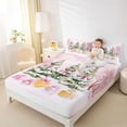 thumbnail image 4 of Feelyou Girly Pink Bow-tie Queen Sheet Sets, Winter Jungle Tree Botanical Flat Sheet, Christmas Gifts Queen Fitted Sheet, Breathable Home Decor, 4pcs, 4 of 7