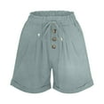 thumbnail image 6 of Jalioing Shorts for Women Summer Loose Drawstring Waist Button Shorts Wide Leg Casual Vacation Shorts with Pocket, 6 of 7