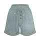 thumbnail image 5 of Pantalones Cortos de Piernas Anchas para Mujeres Lino de Color Sólido, Cintura Elástica Cómoda Longitud Regular, 5 of 7
