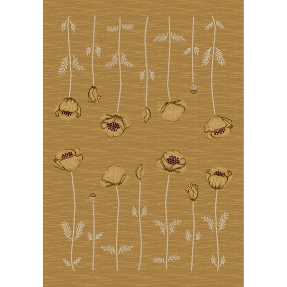 Milliken Innovations Area Rug POPPY MAIZE Poppy Maize Bulbs Vines 2' 8" x 3' 10" Rectangle