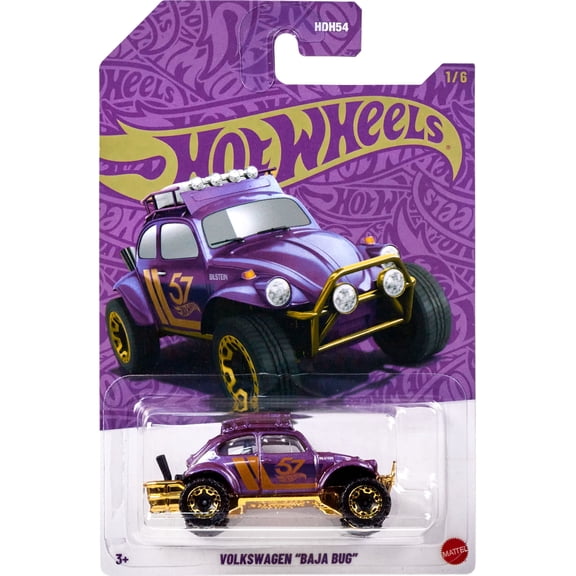 Hot Wheels 1:64 Scale Die-Cast Toy Car or Truck with Turquoise- & Copper-Colored Deco (Styles May Vary)