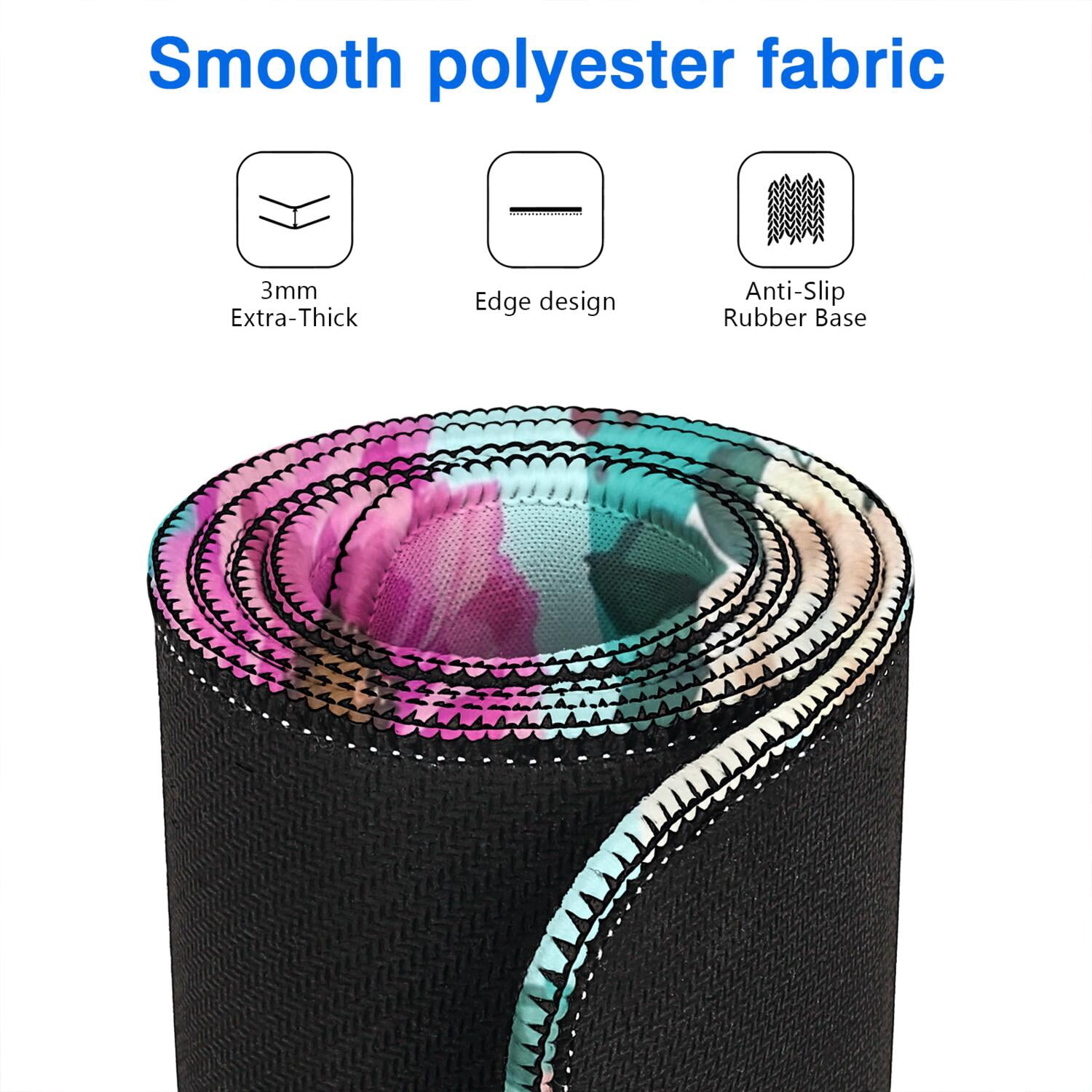 Long Mouse Pads for Desk,Pioneer Flower Floral Print Pattern Desk Mats on Top Of Desks, Desk Mouse Pad Extra Large with 3mm Non-Slip Base and Stitched Edge for Gaming,Office,Work,Home 47.3"x23.6"