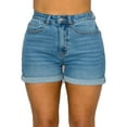 thumbnail image 1 of FashionMille Women Slim Fit High Waist Rolled Hem Stretch Denim Jean Shorts, 1 of 2