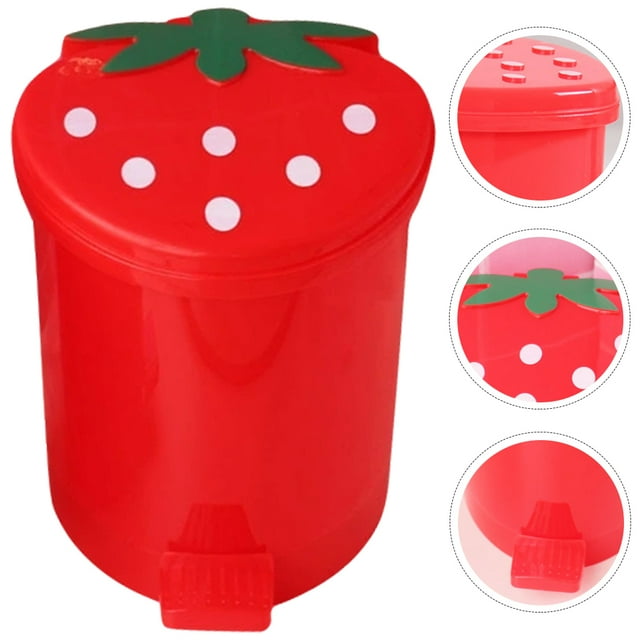 OULII 1Pcs Tiny Trash Can Red Plastic for Room Tidying Office Use Living Room 16X16X14.5CM
