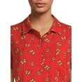 thumbnail image 4 of No Boundaries Juniors’ Button-Front Shirt with Short Sleeves, 4 of 5