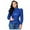 Blue, variant on Women's 2022 Fall Bonded Leather Long Sleeve Solid Pullover Frenulum Street Tops Black, XXL