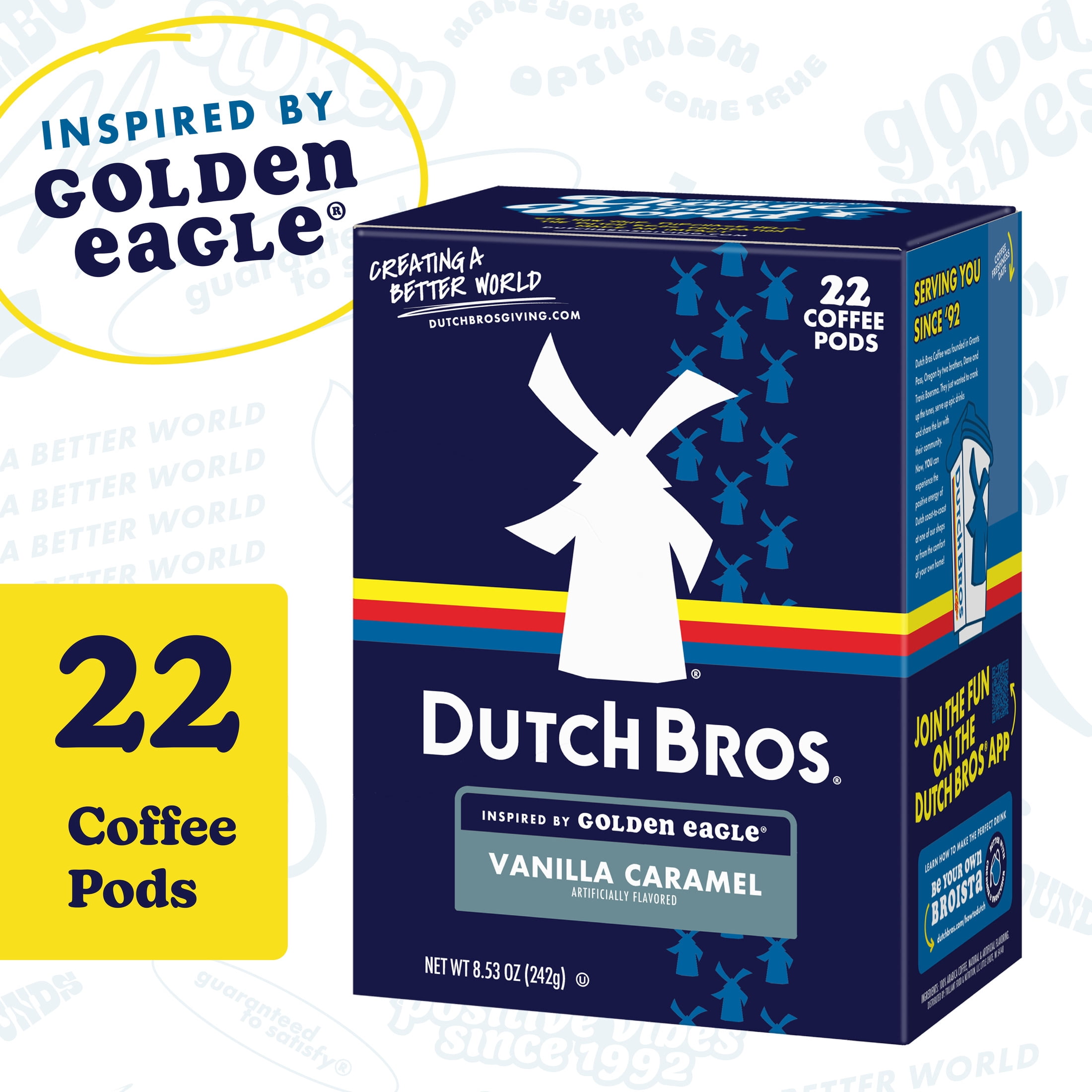 (4 pack) Dutch Bros Vanilla Caramel Flavored Coffee Inspired by Golden Eagle®, 22 Count, Medium Roast, Single Serve Coffee Pods for Keurig K-Cup Brewers