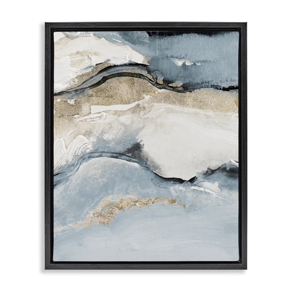 Stupell Industries Contemporary Blue Organic Agate Pattern Black Floating Frame Canvas Art, 17 x 21, by Lanie Loreth