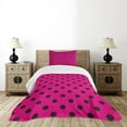 thumbnail image 4 of Ambesonne Hot Pink Quilted Bedspread Set 2 Pcs, Pop Art Inspired Dots, Twin Size, Hot Pink Black, 4 of 5