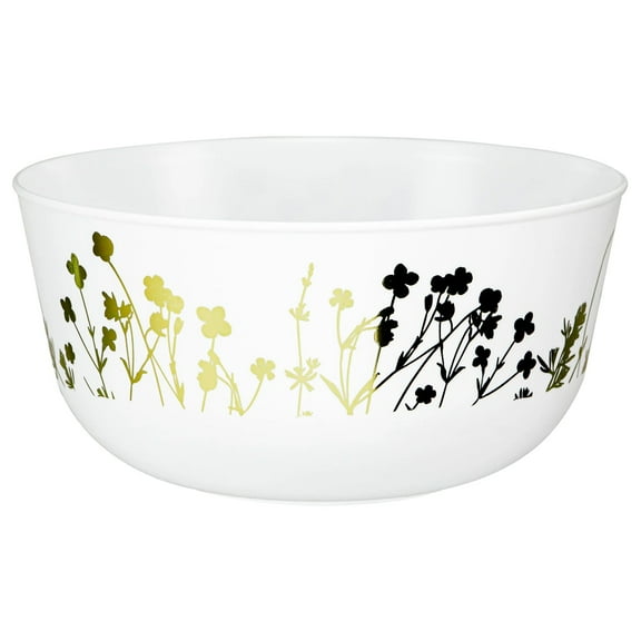 EcoQuality 24oz Gold/White Wildflower Bowl – Disposable, Durable, and Elegant Serveware, Reusable Plastic Serving Bowl for Salads, Desserts & Snacks – Tableware Weddings, Parties, Catering (10)