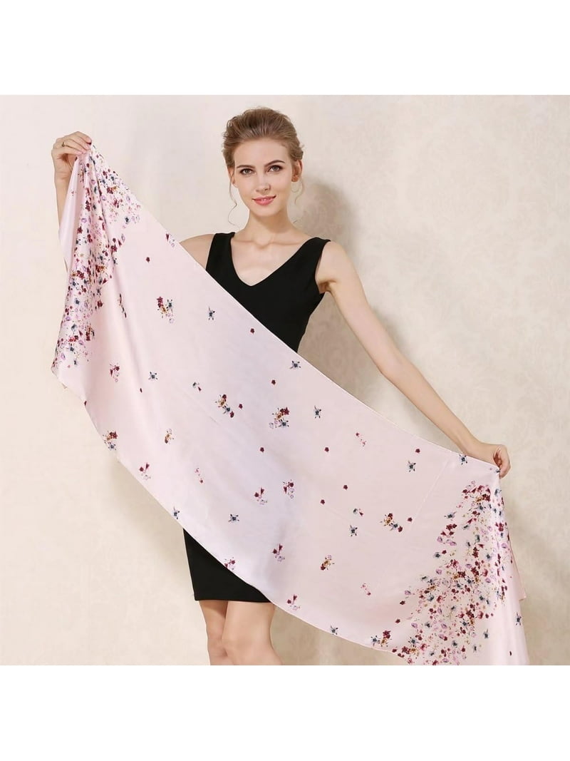 Silk Head Scarf for Women Square Satin Double Sided Rectangle Tie