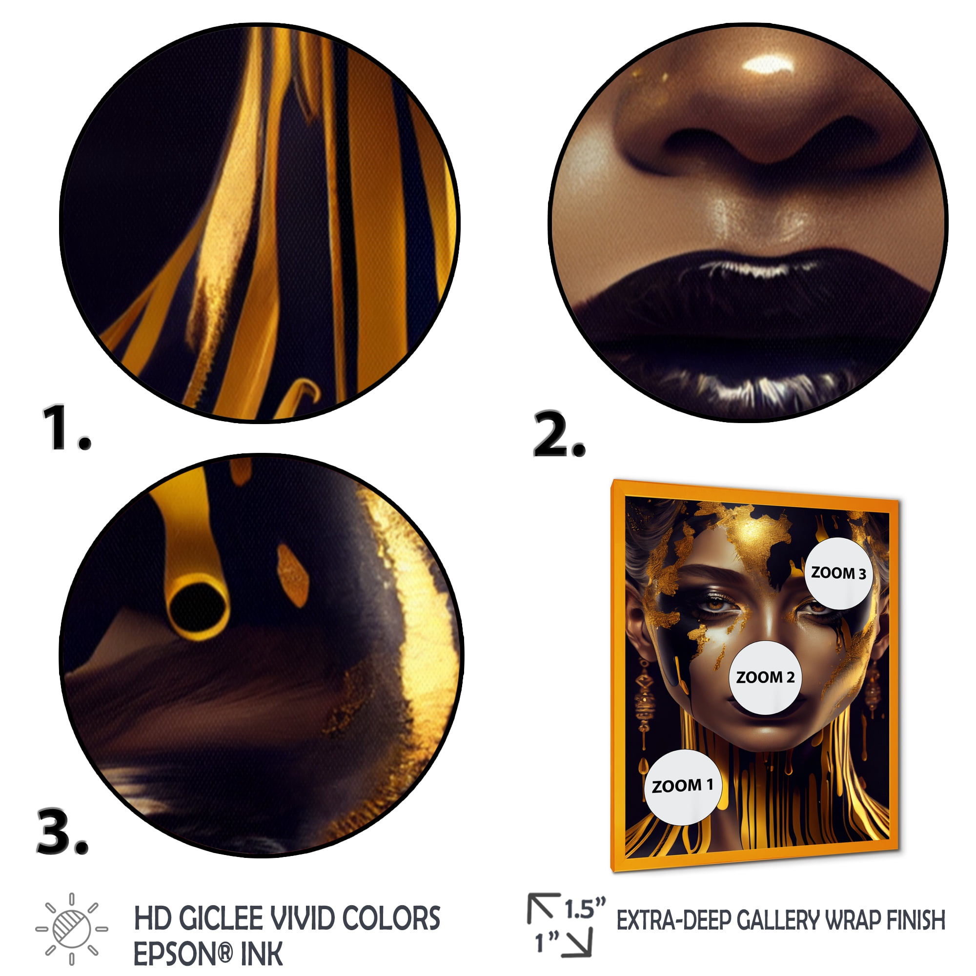 Designart Sensual Liquid Gold Woman V Framed Wall Art
