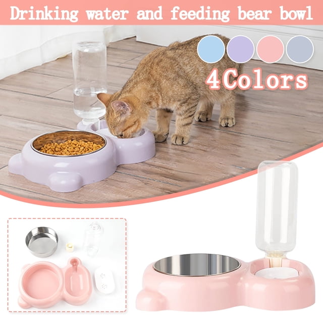 Jacenvly 2024 Decoraciones de Pascua Liquidación Tazón para Mascotas Tazón para Perros Multifuncional de Acero Inoxidable con Botella de Agua Decoración para el Hogar Sala de Estar Azul