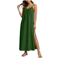 thumbnail image 1 of CHUMUD Robes d'Été pour Femmes à Bretelles Spaghetti Fente Latérale Maxi Robe de Plage Vacances Voyage Tenue Décontractée, 1 of 8