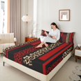 thumbnail image 4 of Feelyou Fashion Red Abstract Full Size Sheets, Cheetah Leopard Print Bed Sheets, Chic Polkadots Sheet Sets, Lightweight Room Decor, 4 Pieces, 4 of 7