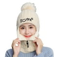 thumbnail image 2 of Women Winter Thick Knitted Woolen Warmth Zipper Cap Neck Gaiter Outdoor Hat Fashion Cute for Lady, 2 of 8