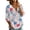 Blue, variant on Women's Patchwork Floral Print 3/4 Sleeve Henley Top - V-Neck Button Tunic Blouse, Loose Fit Boho Casual Summer Shirt for Vacation, Beach, Daily Wear Army Green S
