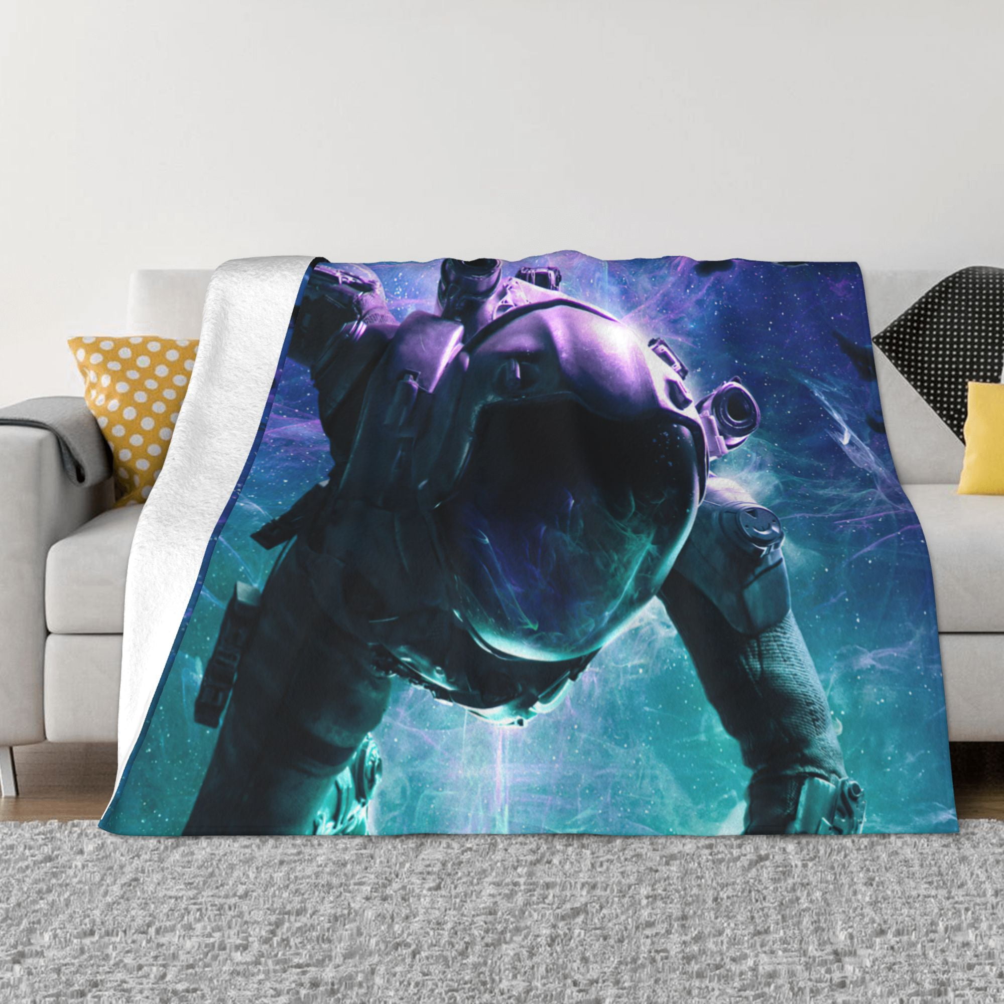 Super Soft AntiPilling Flannel Bed Blankets, Wormhole Astronaut Cozy