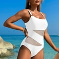 thumbnail image 5 of Puntoco Swimsuit for women 2025 Women's One Piece Swimsuit Crisscross Tummy Control Bathing Suit High Waisted Ruched Classic Retro Swimwear White 16-18(XL), 5 of 7