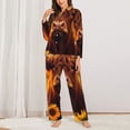 thumbnail image 2 of Fotbe Vintage Sunflower Cow A Pattern Long Sleeve Pajama Set for Women,Sleepwear Set,2-piece Loungewear Set,Soft PJs Comfy Nightwear with Pockets -XX-Large, 2 of 7