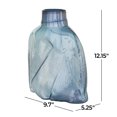 thumbnail image 4 of DecMode 12" Abstract Handmade Blown Blue Glass Vase, 4 of 8