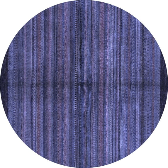 Ahgly Company Indoor Round Abstract Blue Modern Area Rugs, 6' Round
