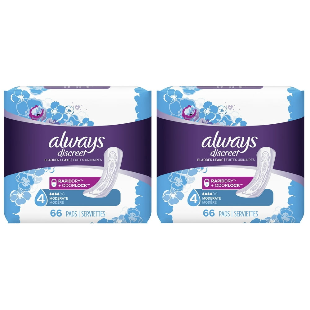 Always Discreet Incontinence Pads for Women, Moderate Absorb, 66 ct 2