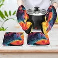 thumbnail image 6 of Colorful Lone Wolf Oven Mitt And Pot Holder Set Oven Glove for Kitchen Baking Cooking Grilling, 6 of 6