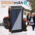 thumbnail image 3 of BAOKALER Solar Power Bank, Portable Charger, 20000mAh Solar Charger with LED Flashlight, IP65 Waterproof External Backup Battery Pack Perfect for Camping, Outdoor Activities, 3 of 18