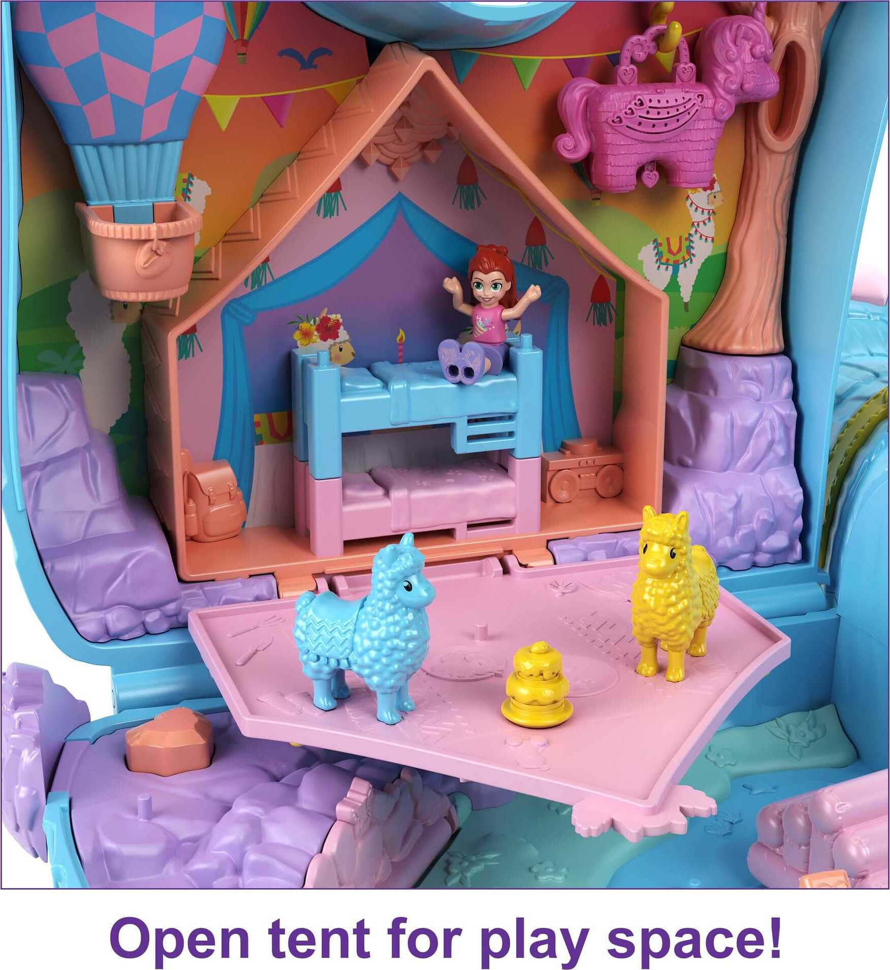  Polly Pocket Playset, Travel Toy with 2 Micro Dolls & Pet  Llamas, Llama Music Party Compact : Everything Else