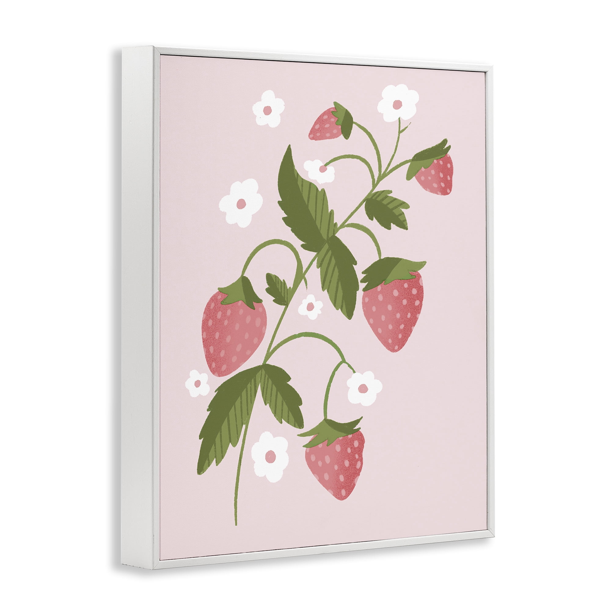 Stupell Industries Pastel Strawberries Branch White Framed Giclee Art, design by Paige Sredenschek